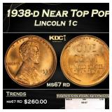 1938-d Lincoln Cent Near Top Pop 1c ms67 rd SEGS