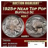 1925-p Buffalo Nickel Near Top Pop 5c ms66+ SEGS