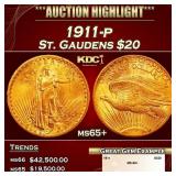 1911-p Gold St. Gaudens Double Eagle $20 ms65+ SEG