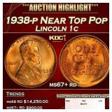 1938-p Lincoln Cent Near Top Pop 1c ms67+ rd SEGS