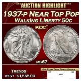 1937-p Walking Liberty Half Dollar Near Top Pop 50