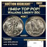 1940-p Walking Liberty Half Dollar TOP POP! 50c ms