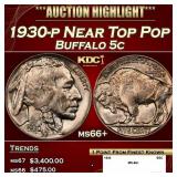 1930-p Buffalo Nickel Near Top Pop 5c ms66+ SEGS
