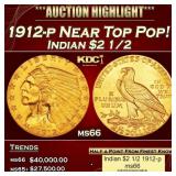 1912-p Gold Indian Quarter Eagle Near Top Pop! $2