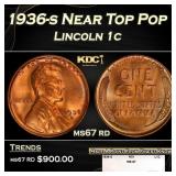 1936-s Lincoln Cent Near Top Pop 1c ms67 rd SEGS