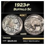 1923-p Buffalo Nickel 5c Grades ms65