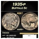 1935-p Buffalo Nickel 5c ms66+ SEGS