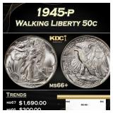 1945-p Walking Liberty Half Dollar 50c ms66+ SEGS