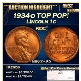 1934-d Lincoln Cent TOP POP! 1c ms67+ rd SEGS