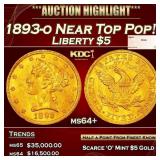 1887-s Gold Liberty Half Eagle TOP POP! $5 ms66 SE