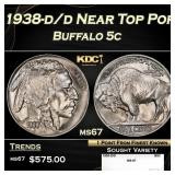 1934-p Buffalo Nickel Near Top Pop 5c ms66+ SEGS