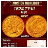 1857 Gold Dollar $1 ms66+ SEGS