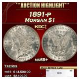 1887-p Morgan Dollar Near Top Pop! $1 ms66+ DMPL S