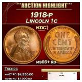 1918-p Lincoln Cent 1c ms66+ rd SEGS