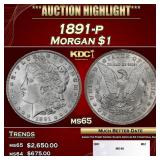 1891-p Morgan Dollar $1 Grades ms65 SEGS