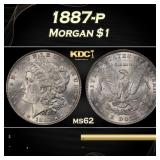 1887-p Morgan Dollar $1 Grades ms62