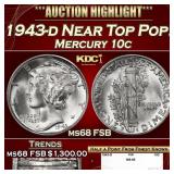 1943-d Mercury Dime Near Top Pop! 10c ms68 FSB SEG