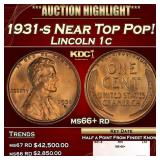 1931-s Lincoln Cent Near Top Pop! 1c ms66+ rd SEGS