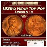 1936-d Lincoln Cent Near Top Pop 1c ms67+ rd SEGS