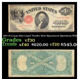 1917 $1 Large Size Legal Tender Note Grades vf++ S