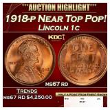 1918-p Lincoln Cent Near Top Pop! 1c ms67 rd SEGS