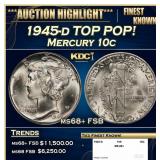 1945-d Mercury Dime TOP POP! 10c ms68+ FSB SEGS
