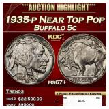 1935-p Buffalo Nickel Near Top Pop 5c ms67+ SEGS