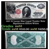 1917 Elliott/Burke $1 Large Size Legal Tender Note