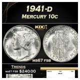 1941-d Mercury Dime 10c ms67 fsb SEGS