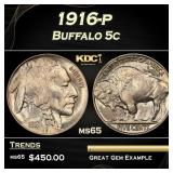 1916-p Buffalo Nickel 5c Grades ms65