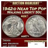 1942-d Walking Liberty Half Dollar Near Top Pop 50