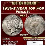 1935-s Peace Dollar Near Top Pop $1 ms66+ SEGS