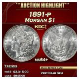 1891-p Morgan Dollar $1 ms64+ SEGS