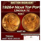 1926-p Lincoln Cent Near Top Pop! 1c ms67 rd SEGS