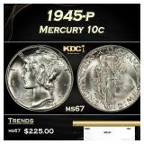 1945-p Mercury Dime 10c ms67 SEGS