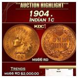 1904 Indian Cent . 1c ms66 rd SEGS