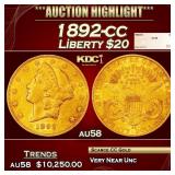 1852-o Gold Liberty Double Eagle $20 au58 SEGS