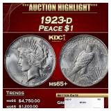 1923-d Peace Dollar $1 ms65+ SEGS