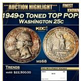 1947-p Washington Quarter Toned TOP POP! 25c ms68