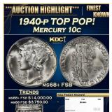 1940-p Mercury Dime TOP POP! 10c ms68+ FSB SEGS