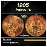 1905 Indian Cent 1c Grades ms66 rb