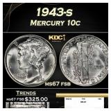 1943-s Mercury Dime 10c ms67 fsb SEGS