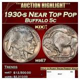 1930-s Buffalo Nickel Near Top Pop 5c ms67 SEGS