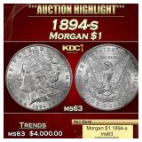 1878-p 7/8tf Morgan Dollar Near Top Pop $1 ms65+ S