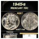 1945-s Mercury Dime 10c ms67 fsb SEGS