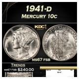 1941-d Mercury Dime 10c ms67 fsb SEGS