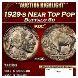 1929-s Buffalo Nickel Near Top Pop 5c ms66+ SEGS