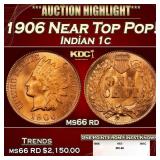 1906 Indian Cent Near Top Pop! 1c ms66 rd SEGS