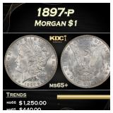 1897-p Morgan Dollar $1 Grades ms65+