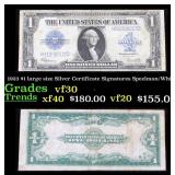 1923 $1 large size Silver Certificate Grades vf++
